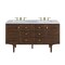 James Martin Vanities Amberly 60in Double Vanity, Mid-Century Walnut w/ 3 CM Carrara Marble Top 670-V60D-WLT-3CAR - alternate 1